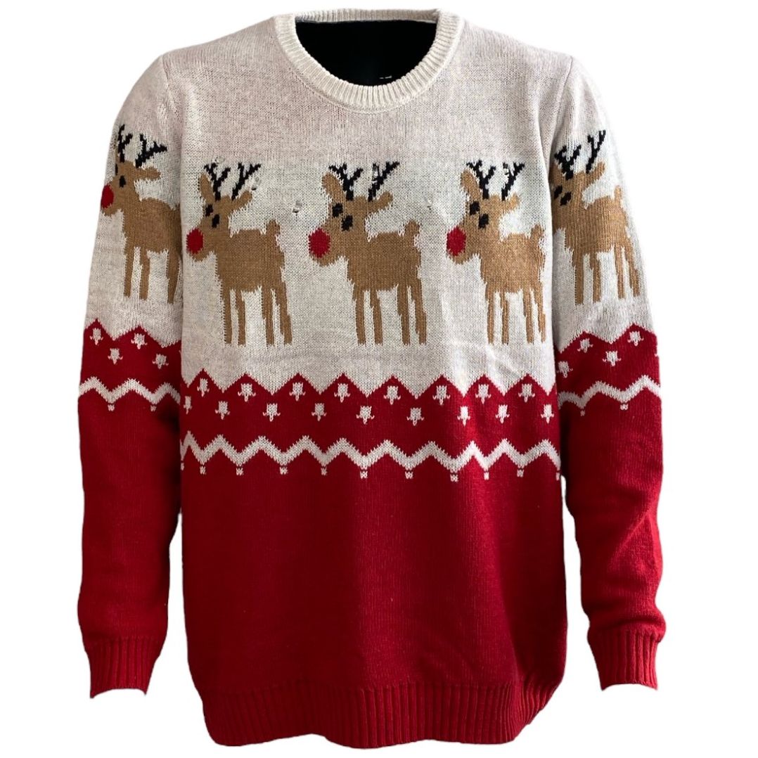 Suéter Navidad con Luces Led Renos para Mujer Nyd