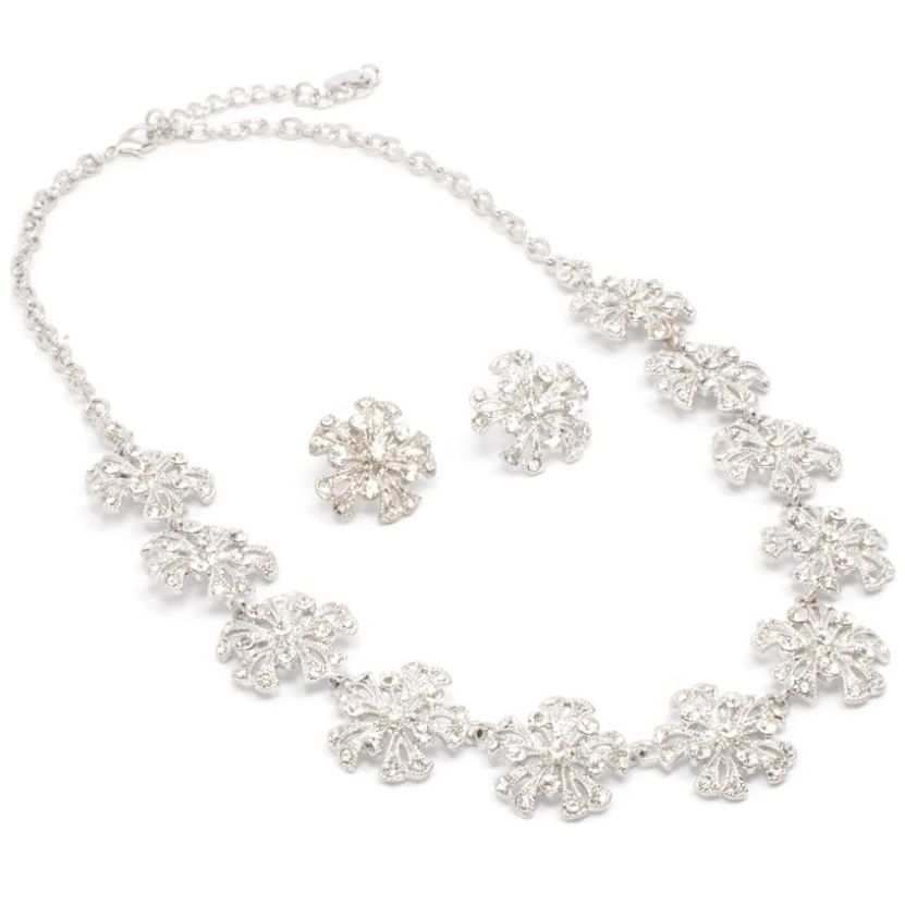 Juego Collar Y Aretes 1H con Flores Roxxy Bijoux