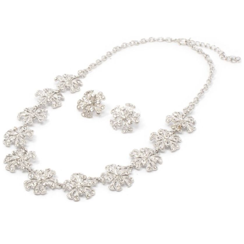 Juego Collar Y Aretes 1H con Flores Roxxy Bijoux