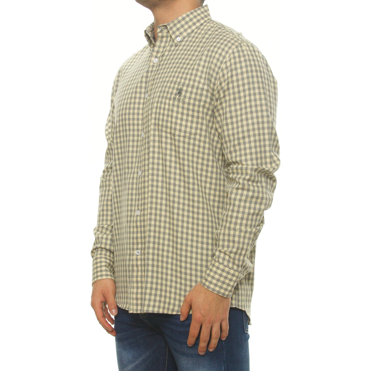 Camisa Casual Estampada Cuadros Manga Larga para Hombre Polo Club