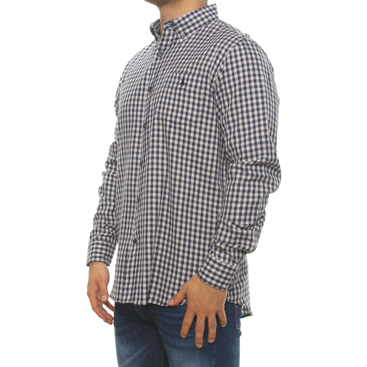 Camisa Casual Estampada Cuadros Manga Larga para Hombre Polo Club