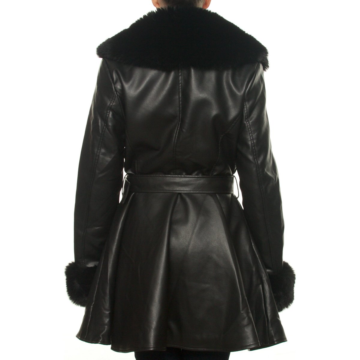 Chamarra Larga con Peluche de Pu para Dama London Rock