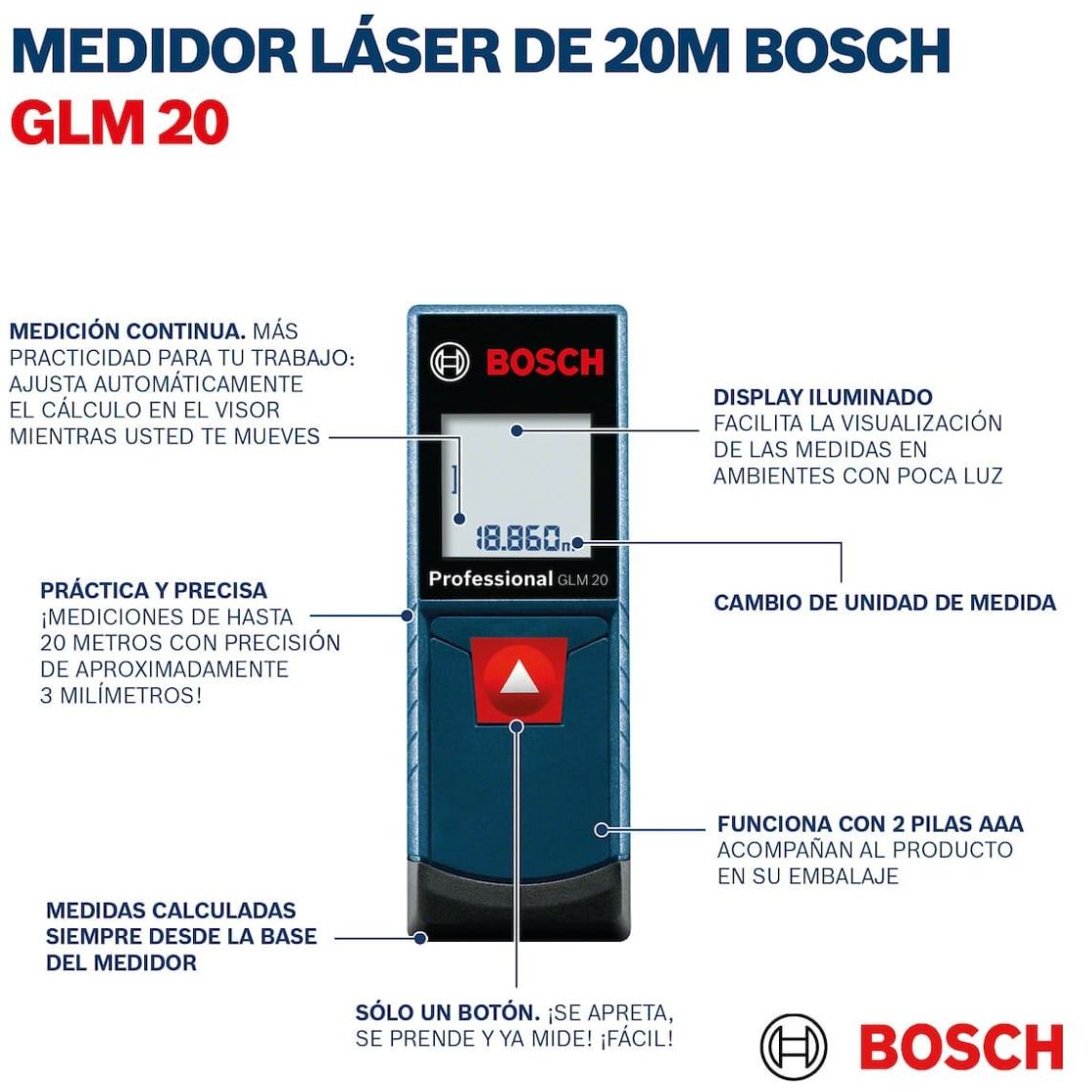 Bosch Professional Medidor láser de distancia GLM 500  Bosch Professional Medidor  láser de distancia GLM 500