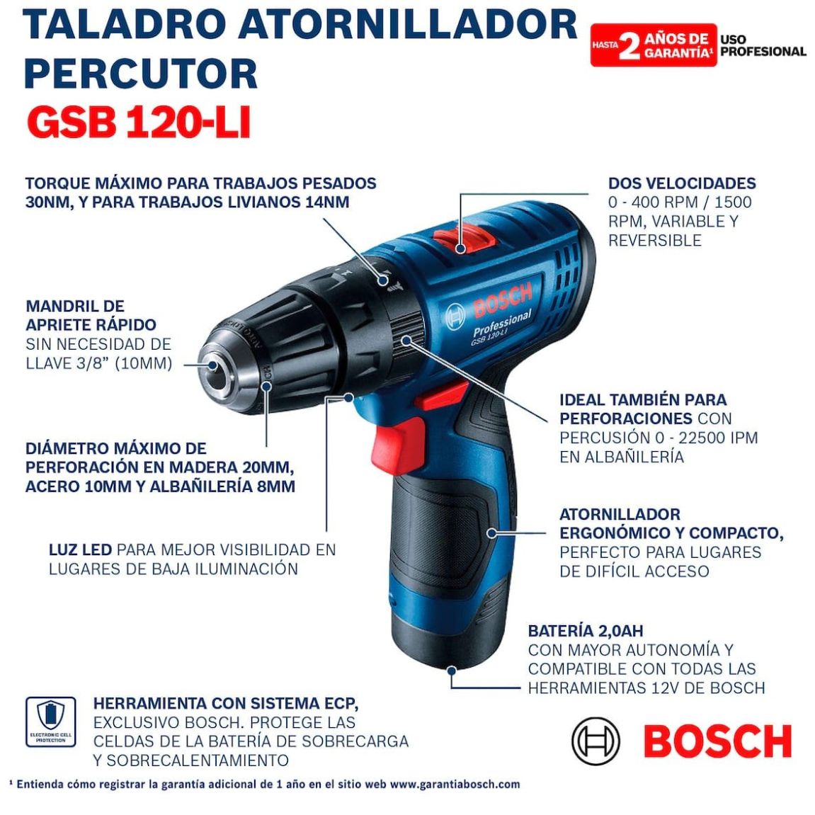 Rotomartillo Bosch 12V Gsb 120-Li (1 Batería)