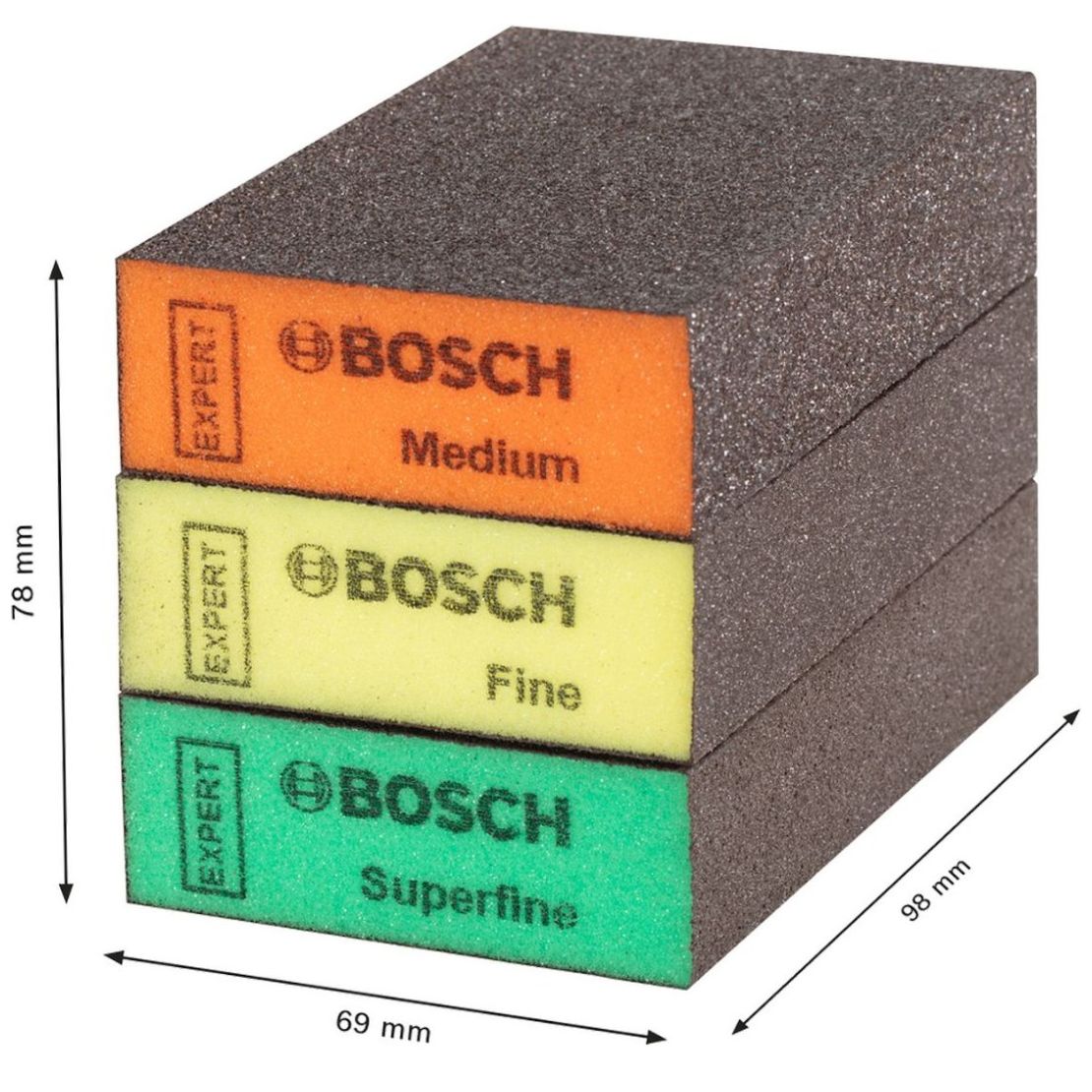 Esponja Bosch Abrasiva para Bordes Grano M/f/sf 3Pz