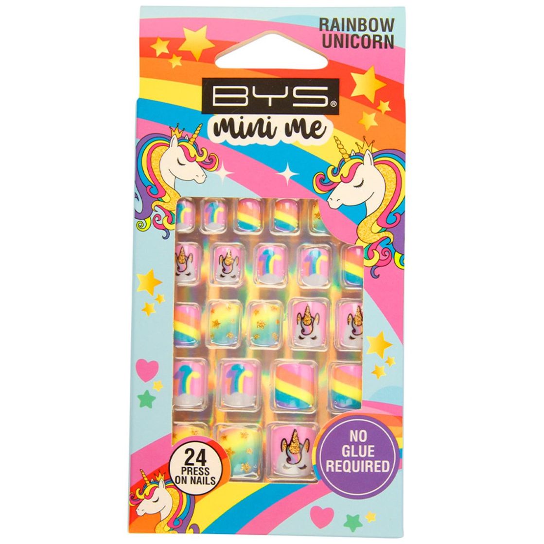 Uñas Decoradas 24 Piezas Rainbow Unicorn Bm001 Bys Mini Me