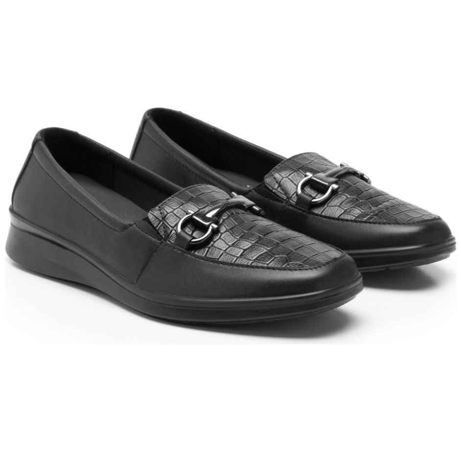 Mocasín Casual Confort Croco Negro para Mujer Flexi