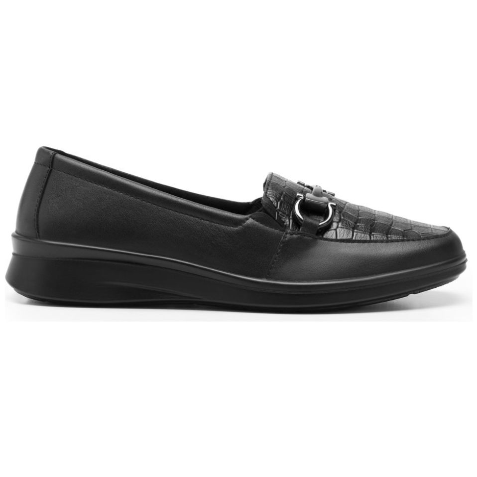 Mocasín Casual Confort Croco Negro para Mujer Flexi