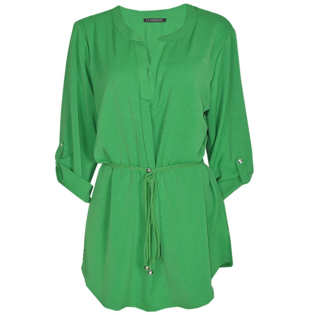 Blusa con Elevación en Manga y Cinta en Cintura para Mujer Davinchy