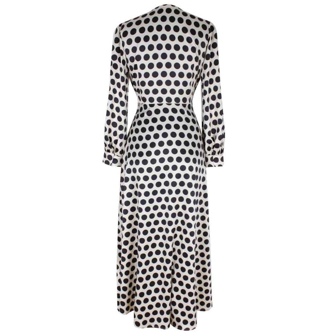 Vestido Just By Basel Manga Larga Cuello V Cruzado Diseño: Estampado Grandes Dots