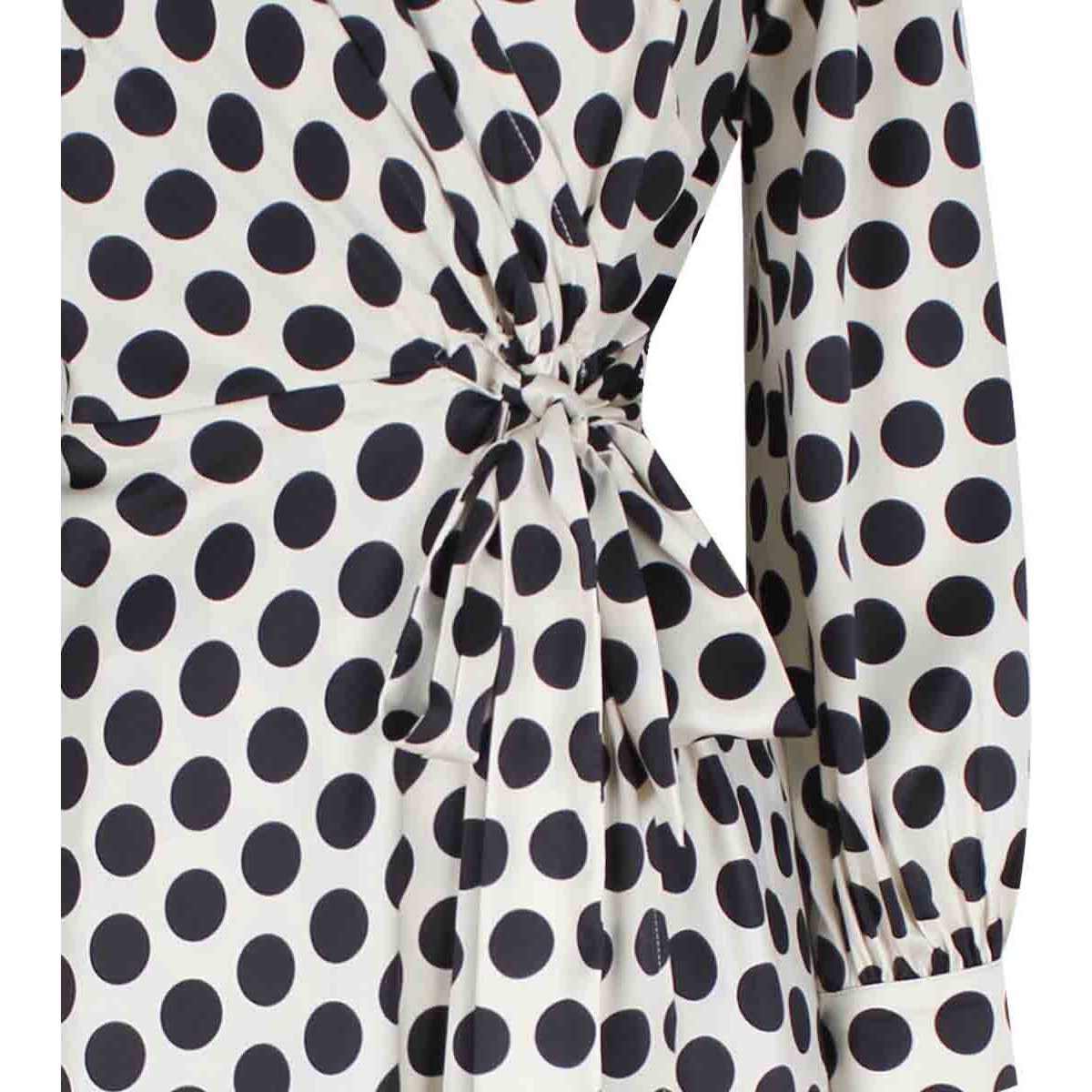 Vestido Just By Basel Manga Larga Cuello V Cruzado Diseño: Estampado Grandes Dots