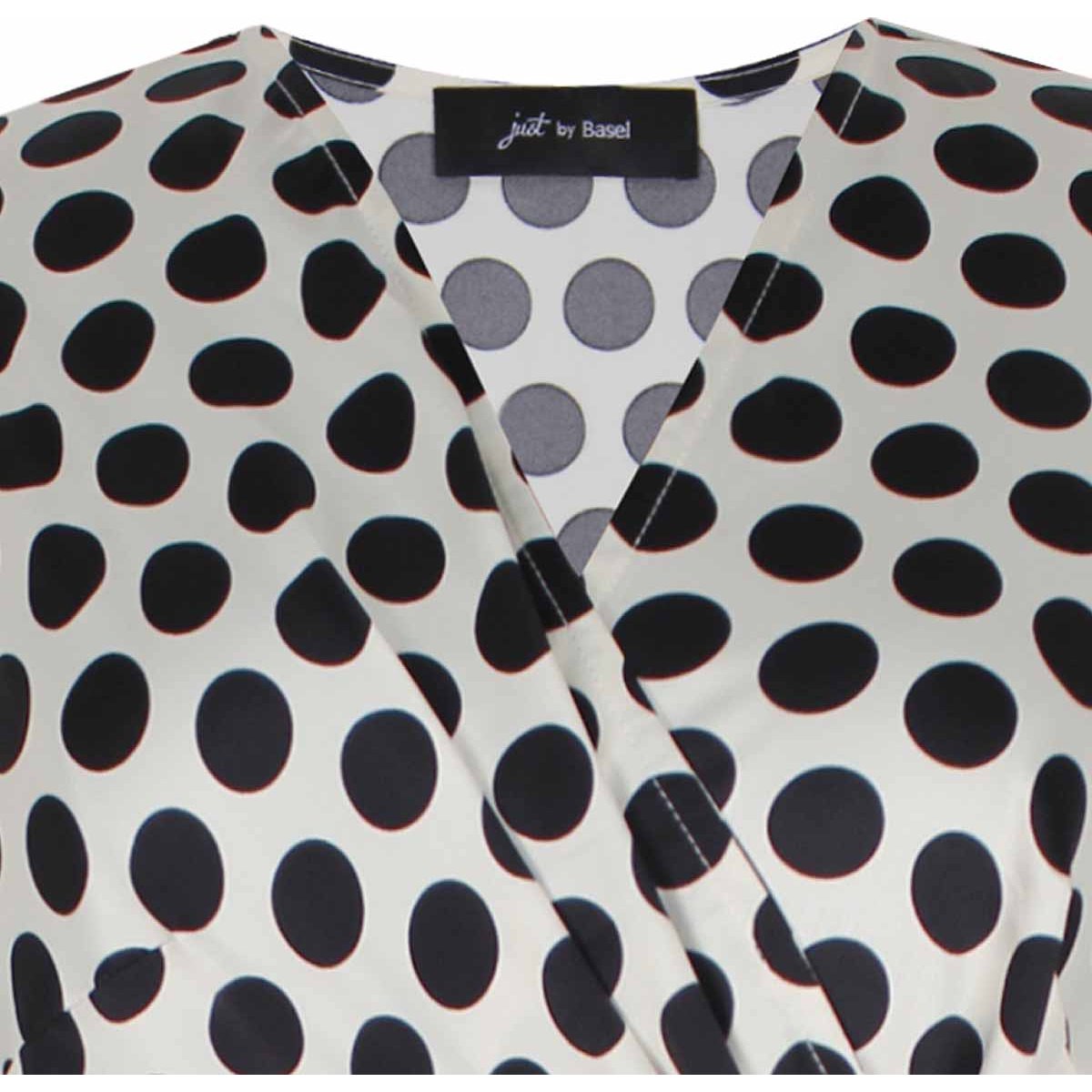 Vestido Just By Basel Manga Larga Cuello V Cruzado Diseño: Estampado Grandes Dots