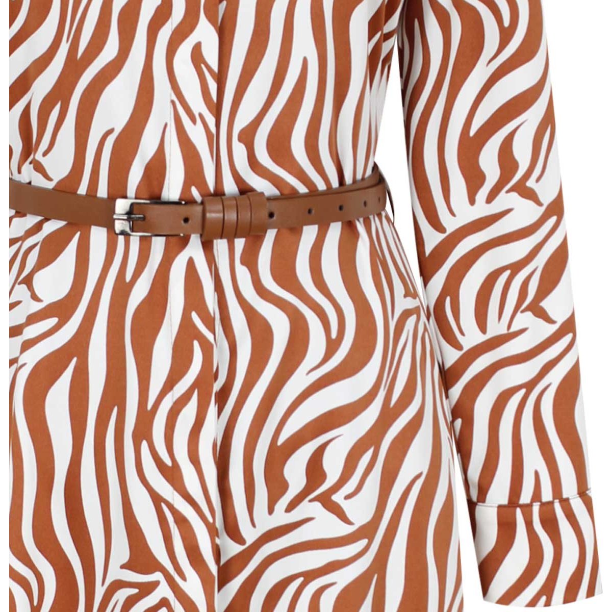 Vestido Just By Basel Manga Larga Cuello Camisero Diseño: Estampado Cebra con Cinturón