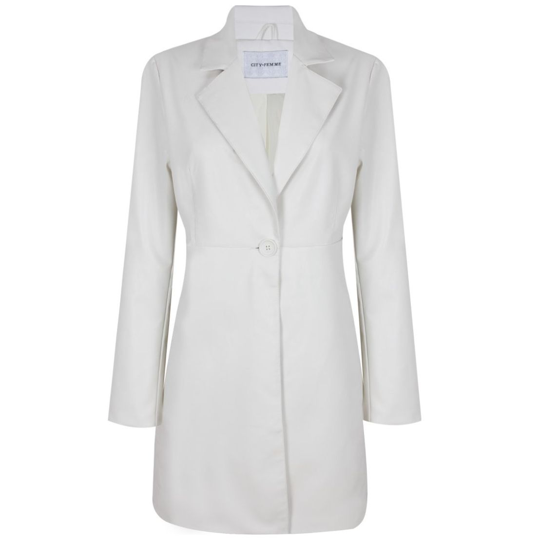 Saco City Femme Manga Larga Cuello Solapa de Pico Estrechas Diseño: Vinipiel