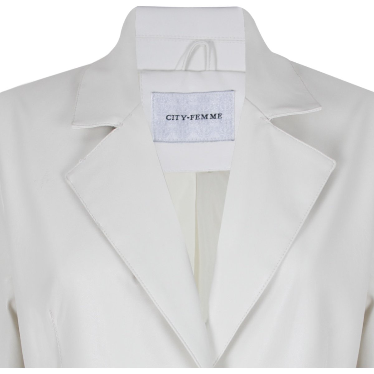 Saco City Femme Manga Larga Cuello Solapa de Pico Estrechas Diseño: Vinipiel