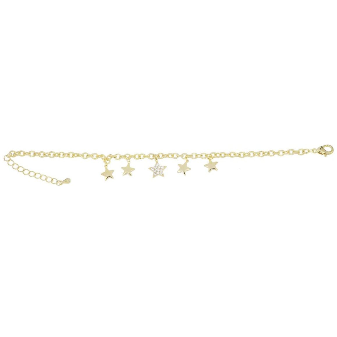 Pulsera  Cadena con Dijes Estrellas con Acabado en Chapado Oro Korei