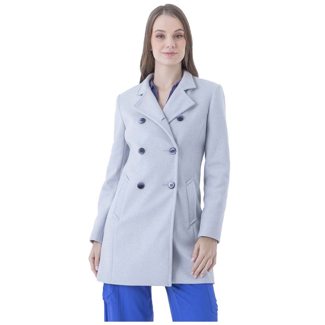 Abrigo Doble Cruce Cuello Mao Jeanious