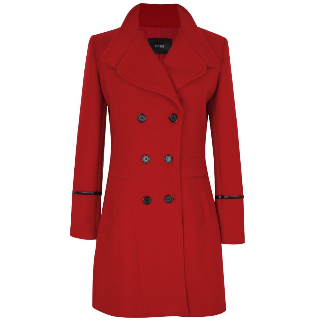Abrigo Basel Cuello Solapa Ancha Diseño con Botones y Bies en Puños