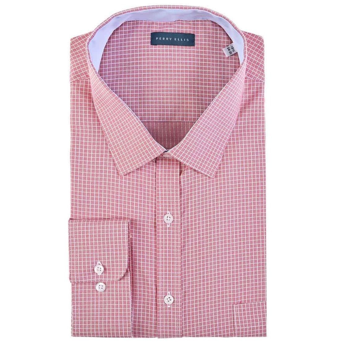 Camisa Perry Ellis Manga Larga Minicuadros para Hombre Plus