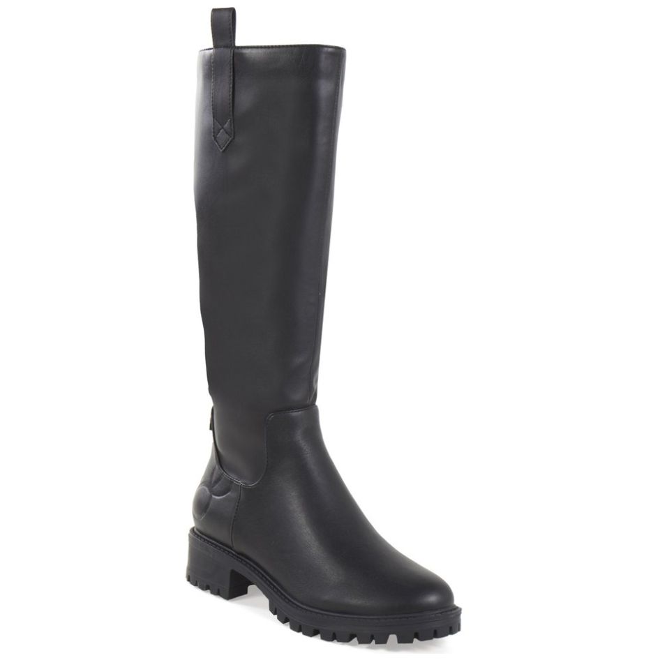 Bota Tubo Alto con Embozado en Talón Y Pin Negro Cloe