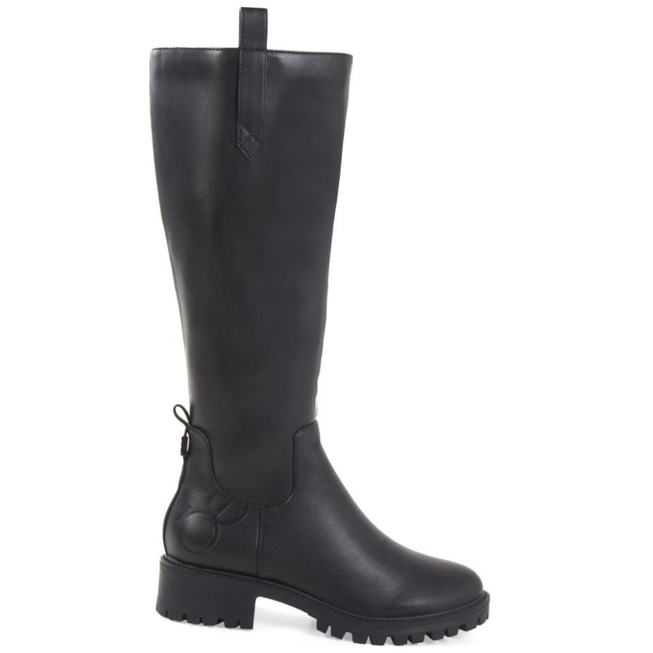 Bota Tubo Alto con Embozado en Talón Y Pin Negro Cloe