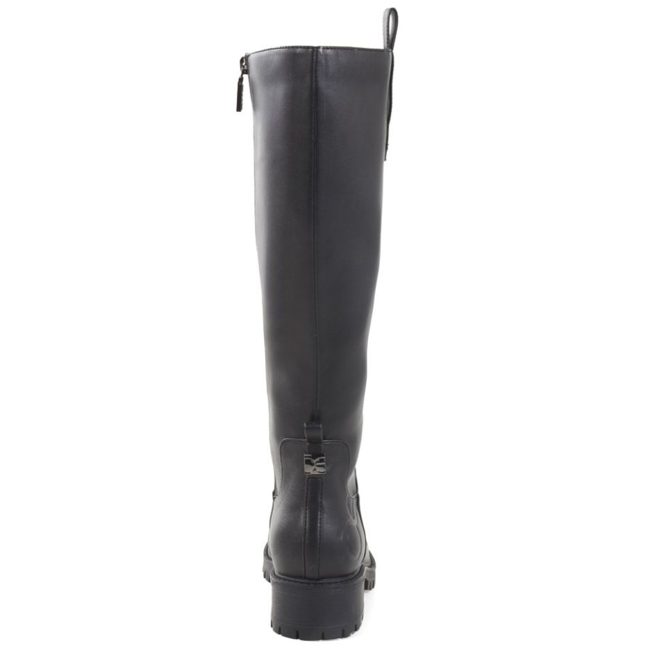 Bota Tubo Alto con Embozado en Talón Y Pin Negro Cloe