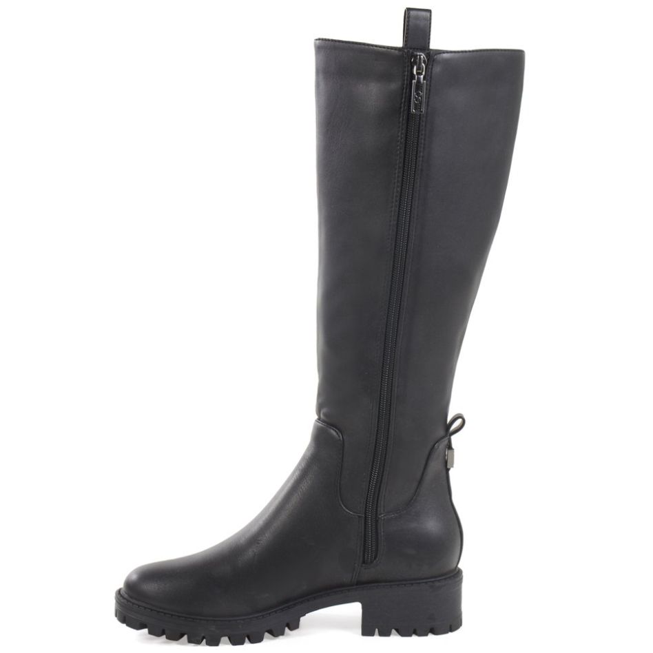 Bota Tubo Alto con Embozado en Talón Y Pin Negro Cloe