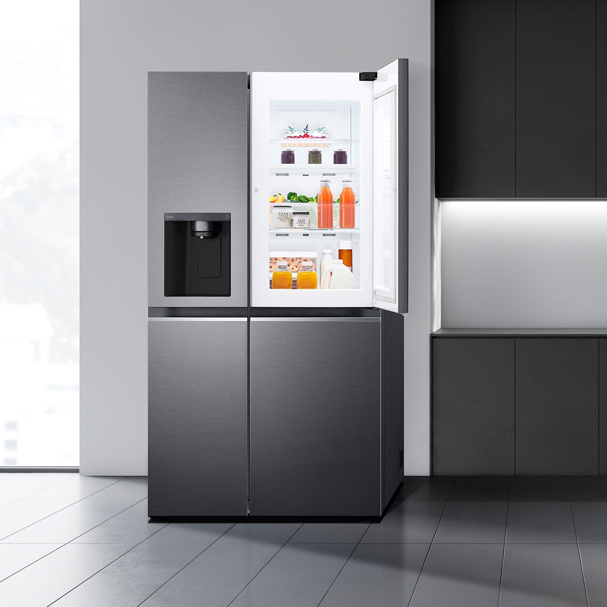 Refrigerador LG Duplex Door-In-Door Linear Inverter con Uvnano en Dispensador/ Sin Conexión a Tuberia 22 Pies3 Negro Mate Vs22Jnt