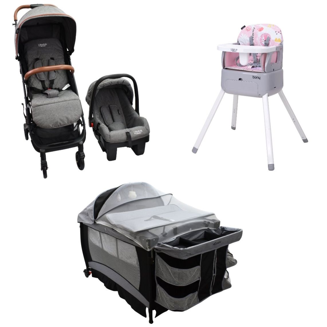 Bundle Niña Sistema de Viaje, Cuna de Viaje y Silla Alta Infanti