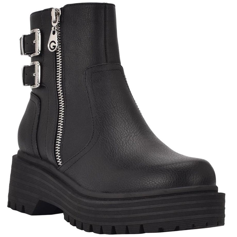 Botín Textura Lisa Color Negro G By Guess