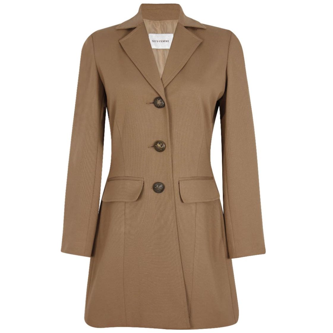 Abrigo City Femme Cuello Solapa Diseño con Tres Botones