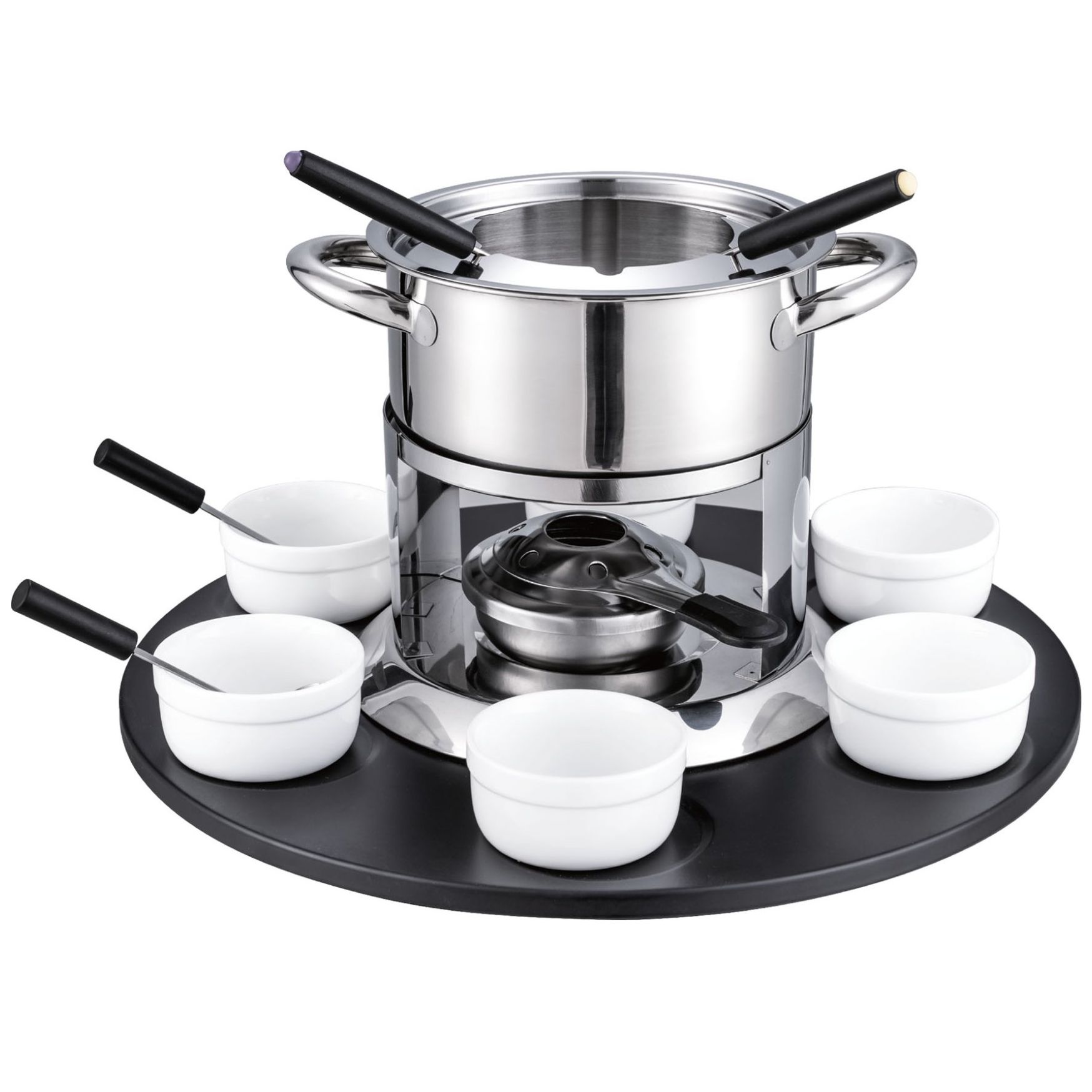 Set de Fondue de Acero Inoxidable con Base Giratoria.