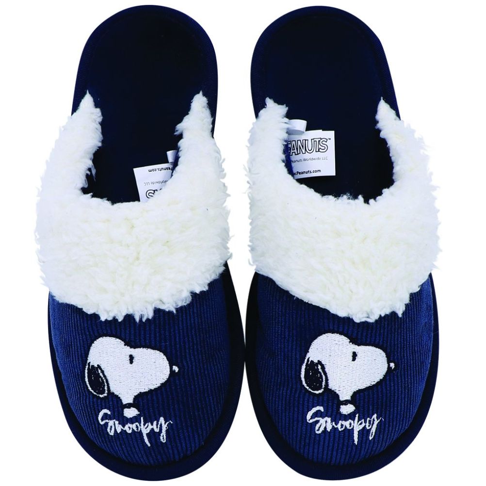 Pantufla Snoopy con Pestaña Afelpada Marino Arra para Mujer
