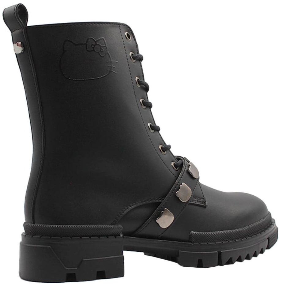 Bota Tipo Combat con Estoperoles Negra Kitty  para Mujer