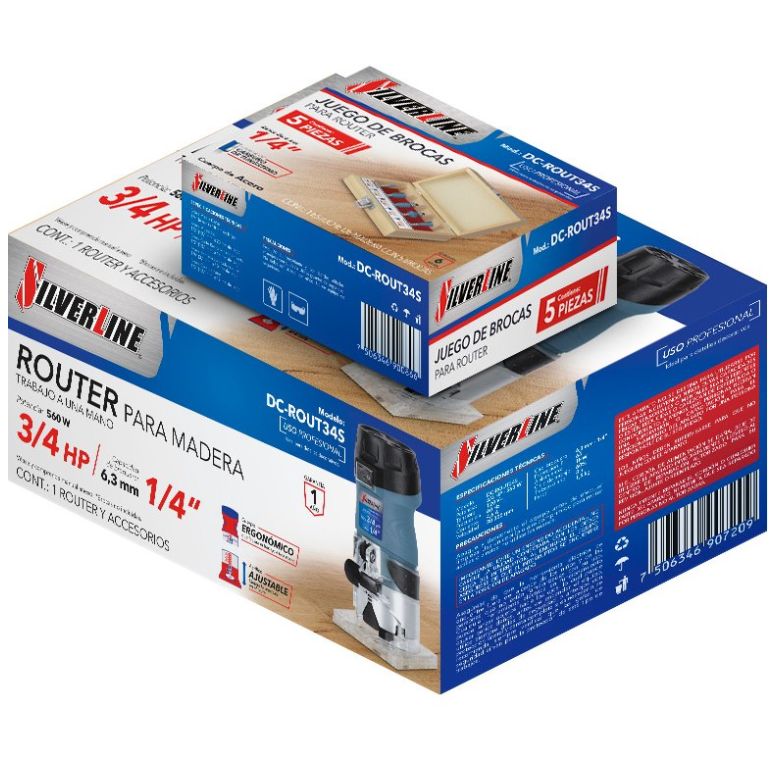 Router Silverline 3/4Hp+ Juego de 5 Brocas