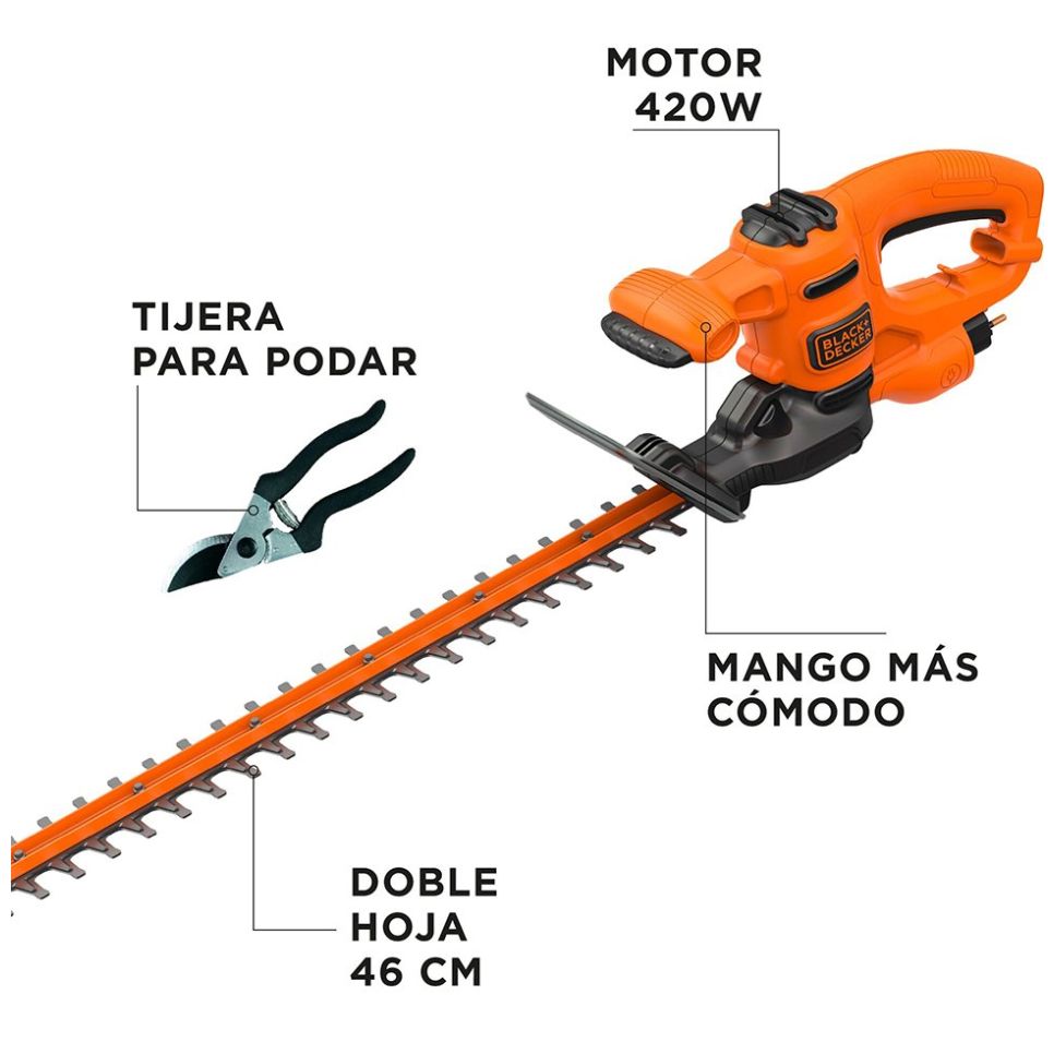 Cortasetos Eléctrico 420W 18" Black+Decker