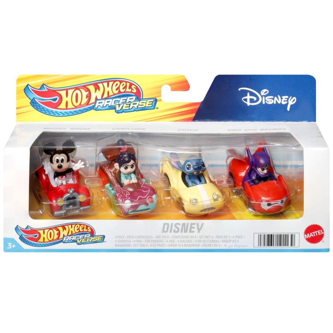 Paquete 4 Vehículos Personajes Disney Hot Wheels Racerverse