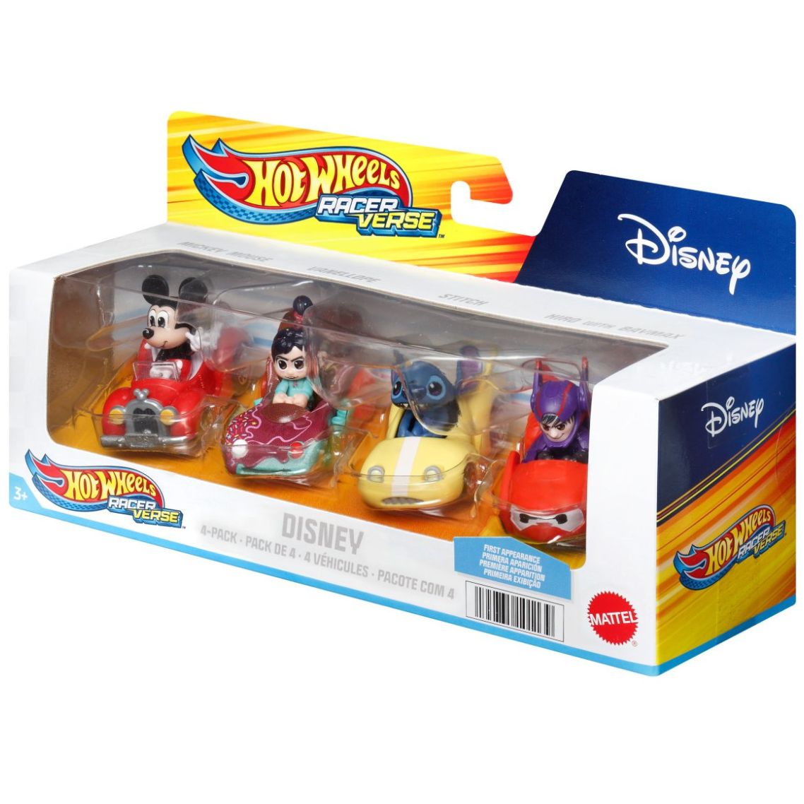 Paquete 4 Vehículos Personajes Disney Hot Wheels Racerverse
