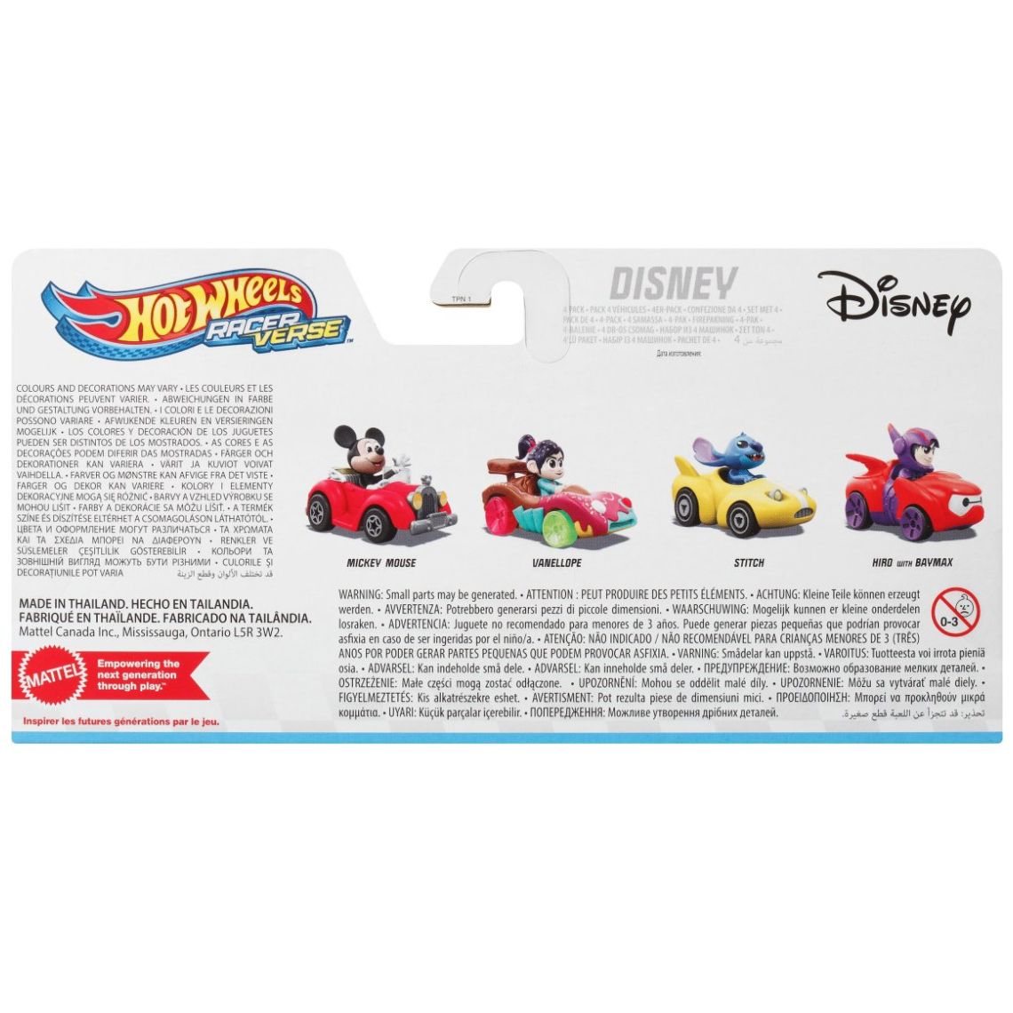 Paquete 4 Vehículos Personajes Disney Hot Wheels Racerverse