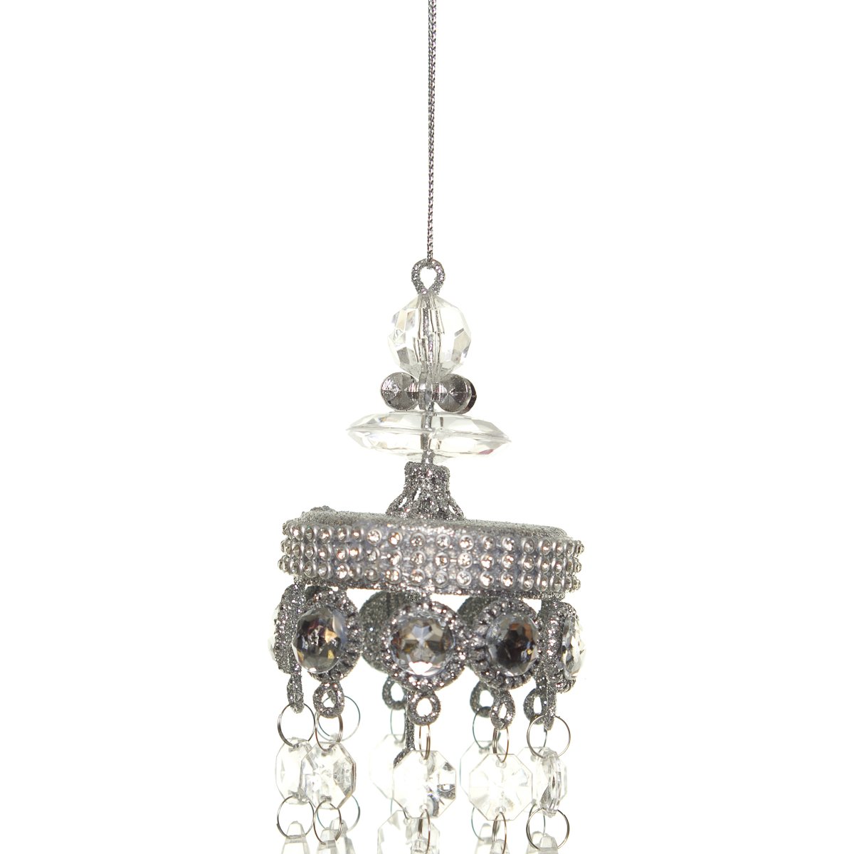 Colgante Candelabro de Acrilico Plata 16Cm