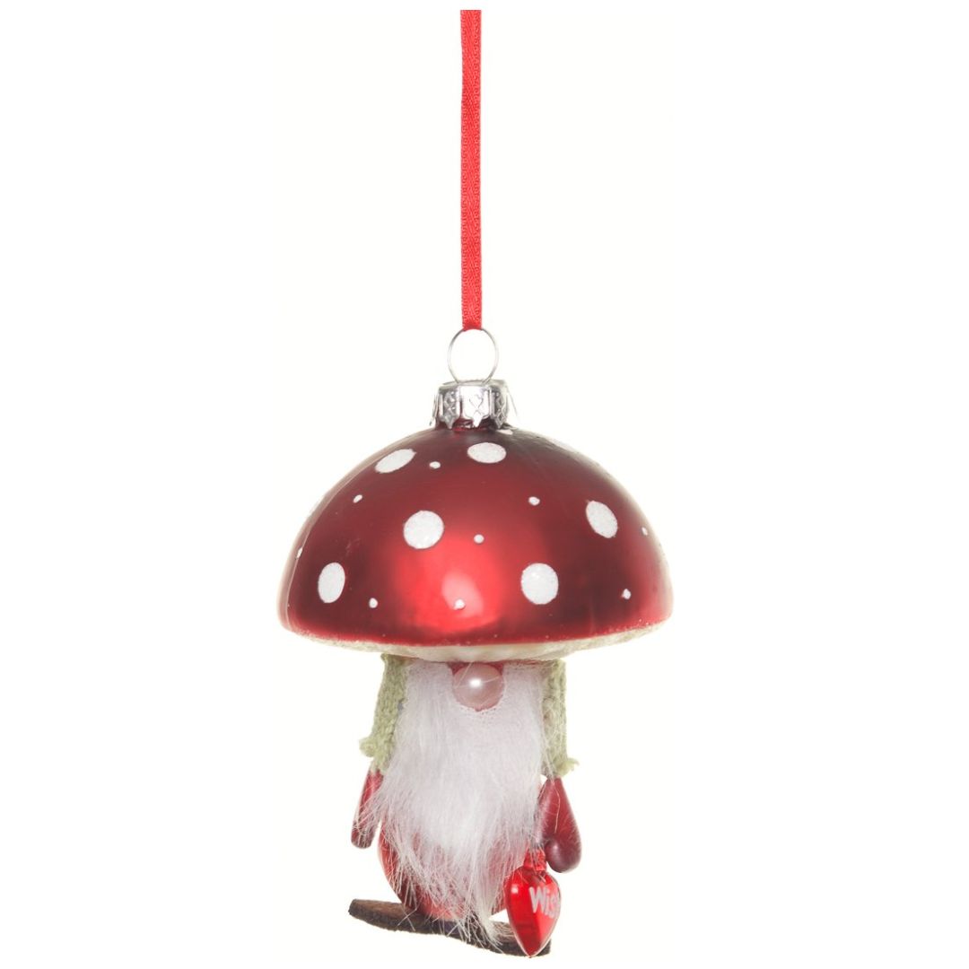 Colgante Gnomo Cabeza de  Hongo Cristal 10Cm