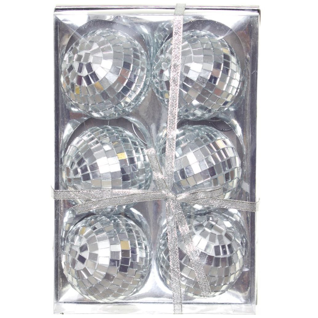 Caja con 6 Esferas Disco Plata
