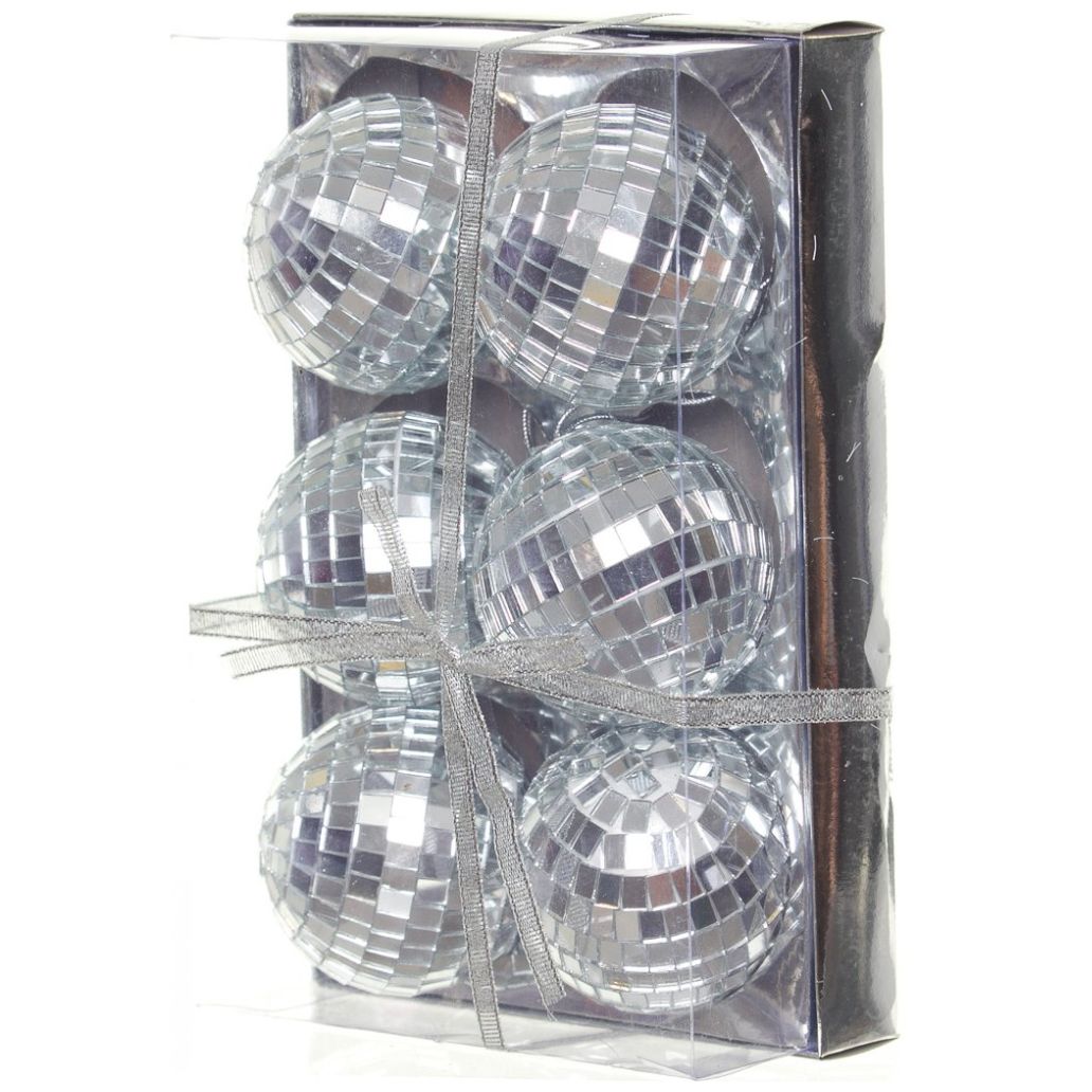 Caja con 6 Esferas Disco Plata