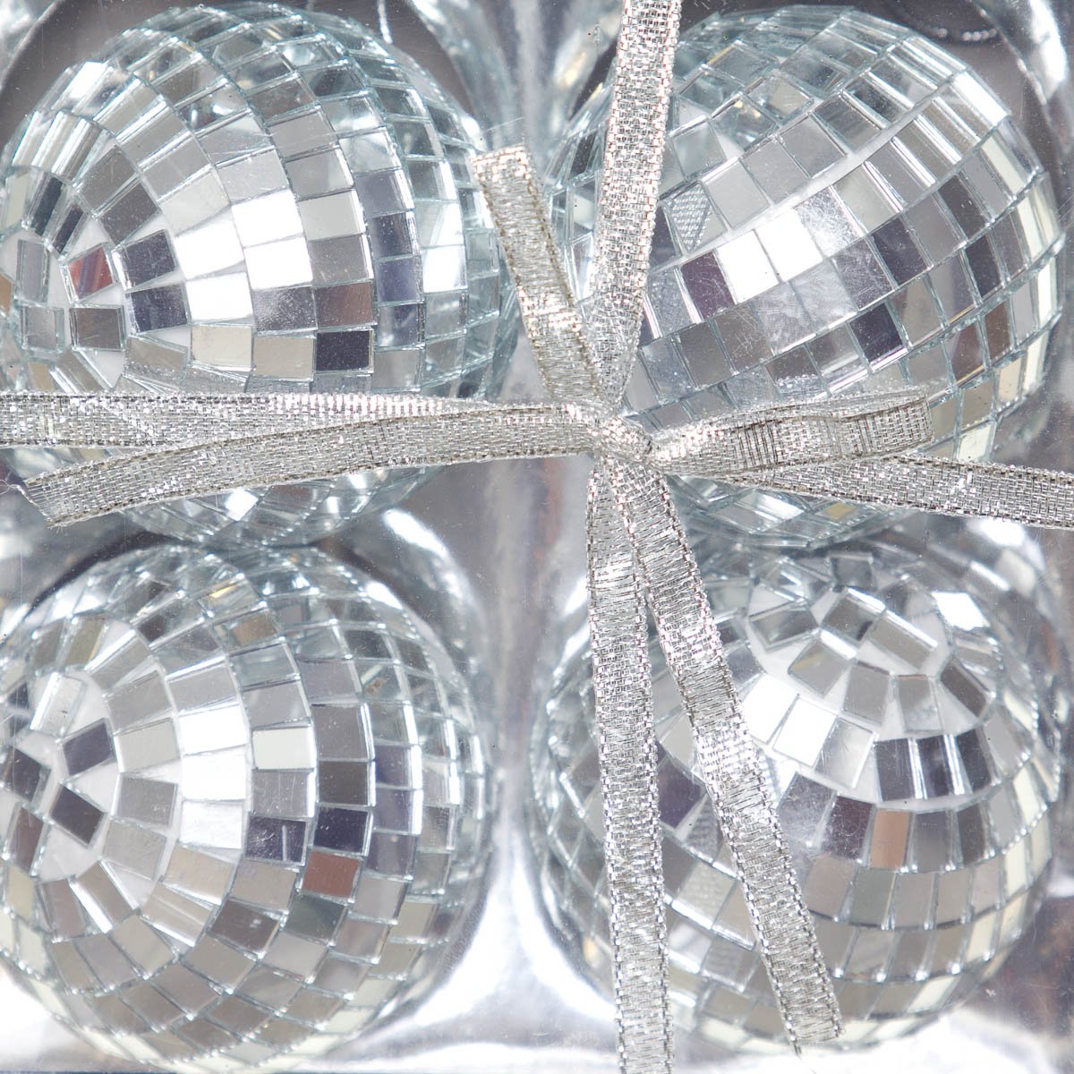 Caja con 6 Esferas Disco Plata