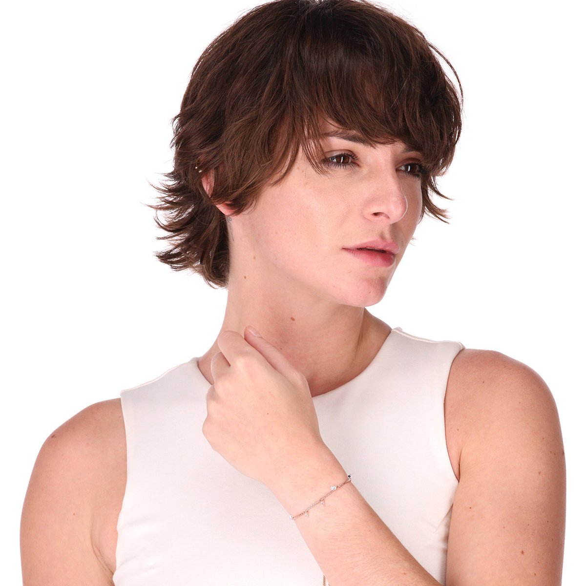 Brazalete  Dkny Color Oro Rosa Acabado Pave