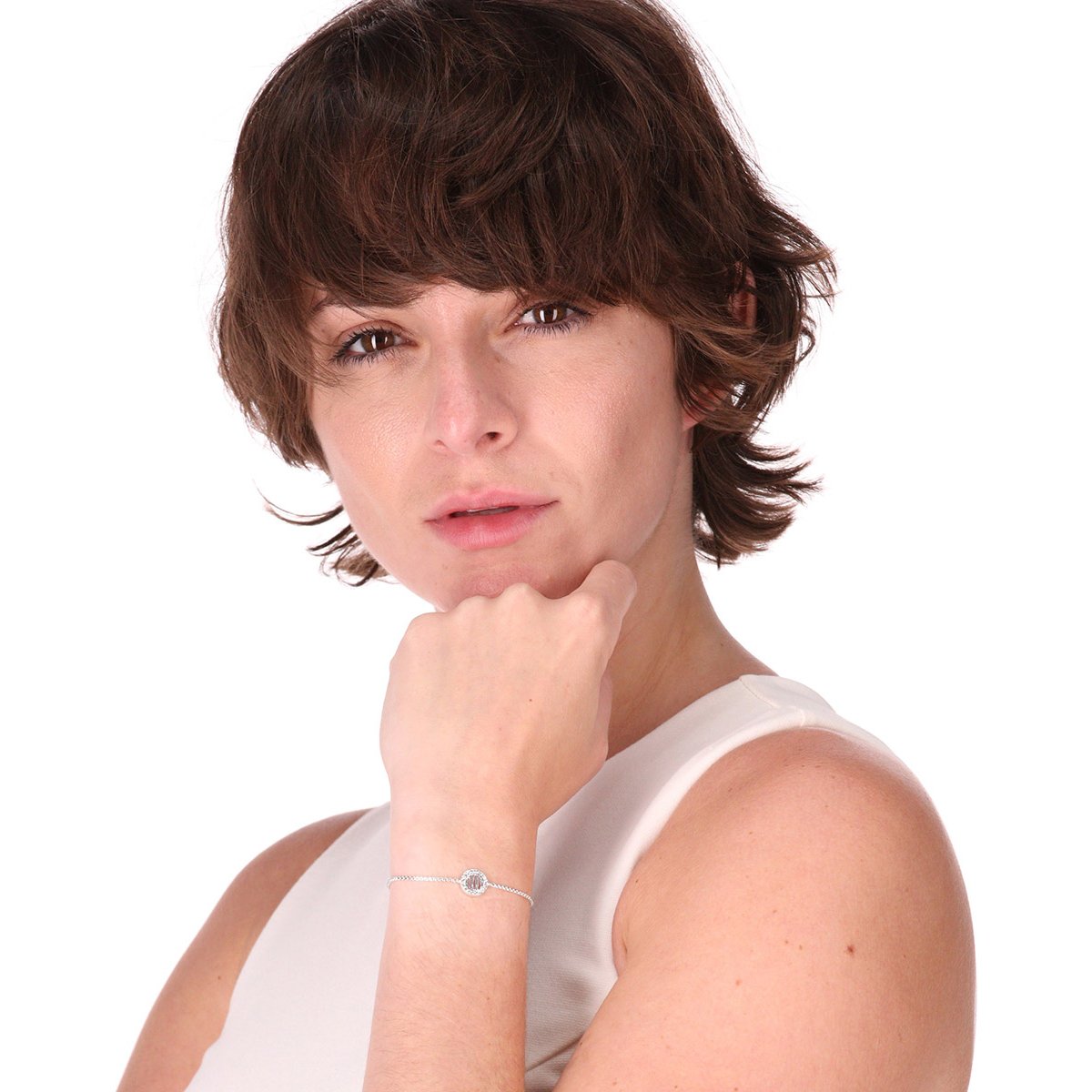 Brazalete  Dkny Color Plata Acabado Pave