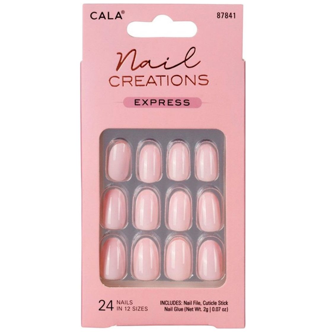 Kit Uñas Postizas Nail Creations Express Oval Rosa Bebé 24 Piezas