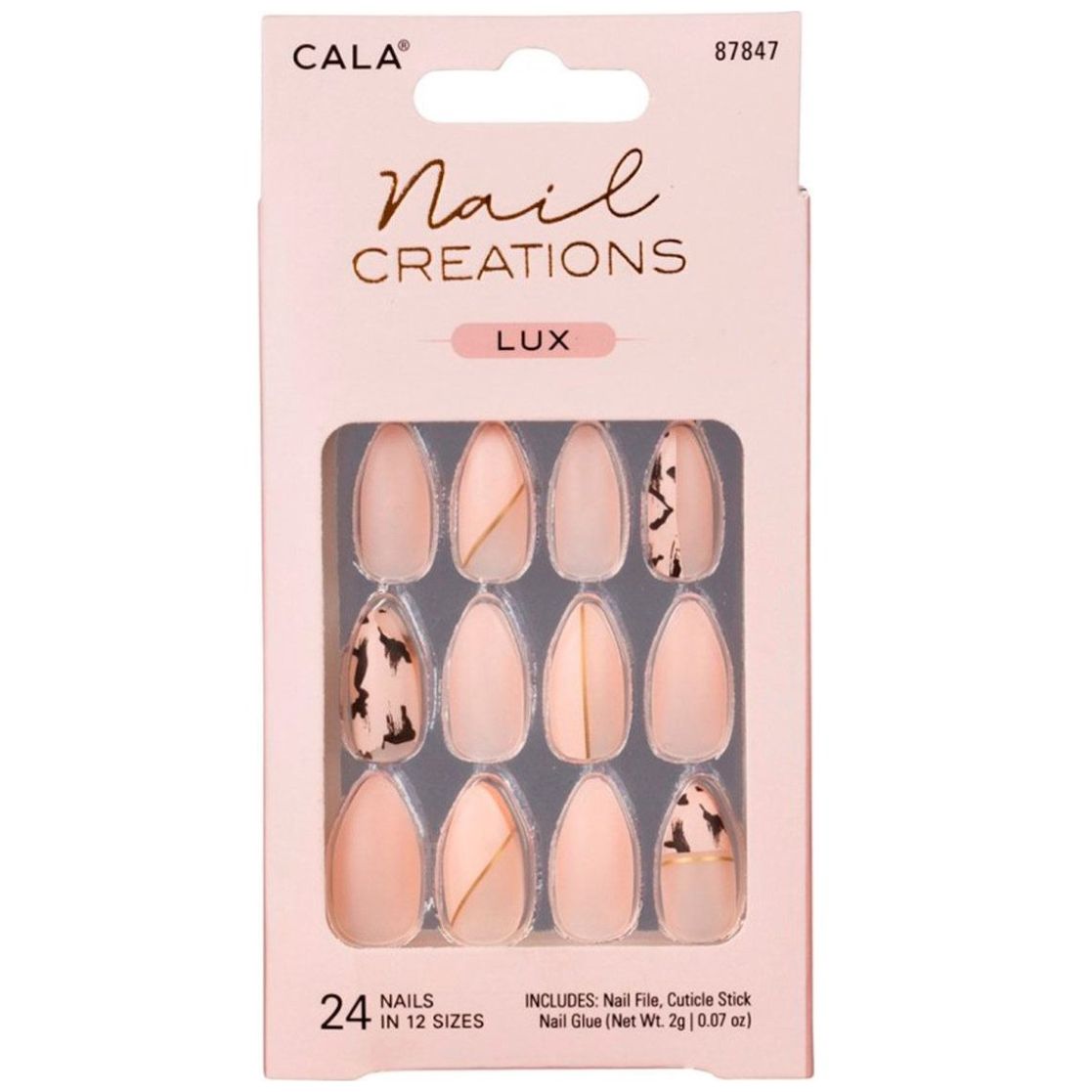 Kit Uñas Postizas Nail Creations Lux Stiletto Abstracto 24 Piezas