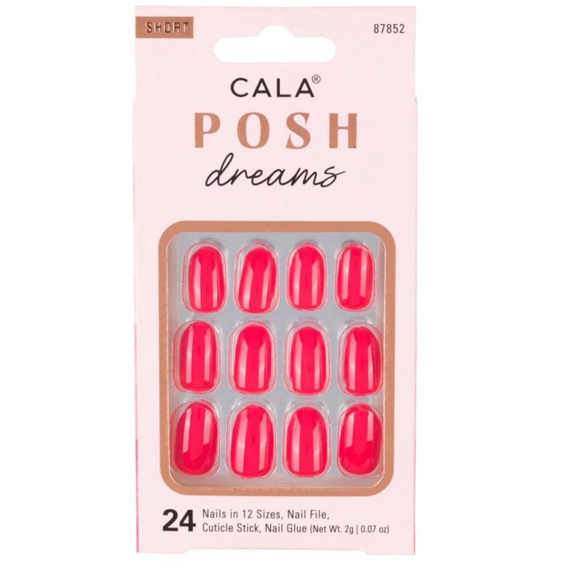 Kit Uñas Postizas Short Oval Red 24 Piezas