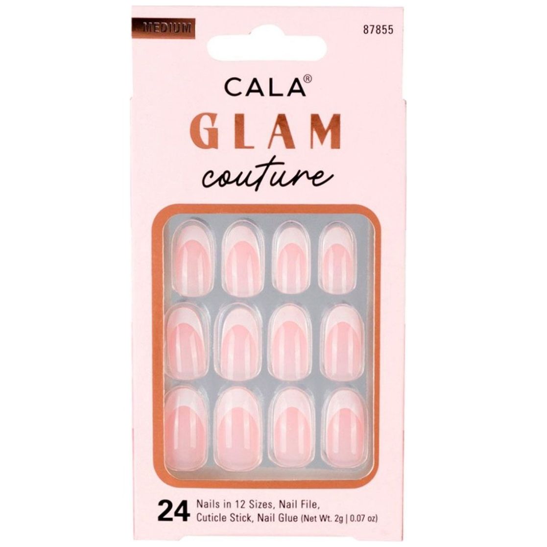 Kit Uñas Postizas Medium Oval French 24 Piezas